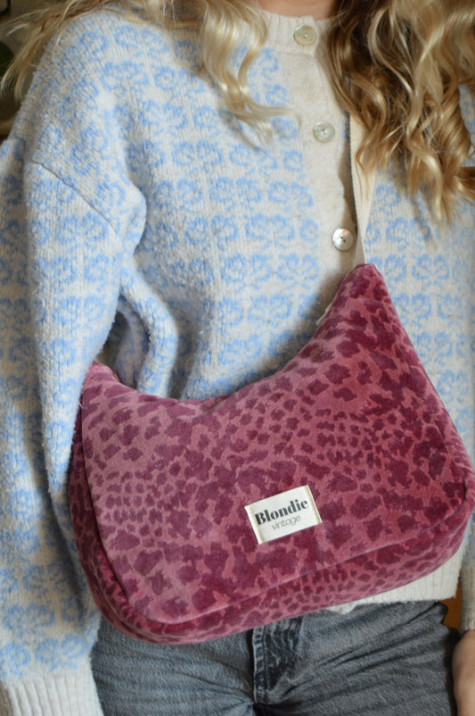 Sac crossbody léopard rose velours