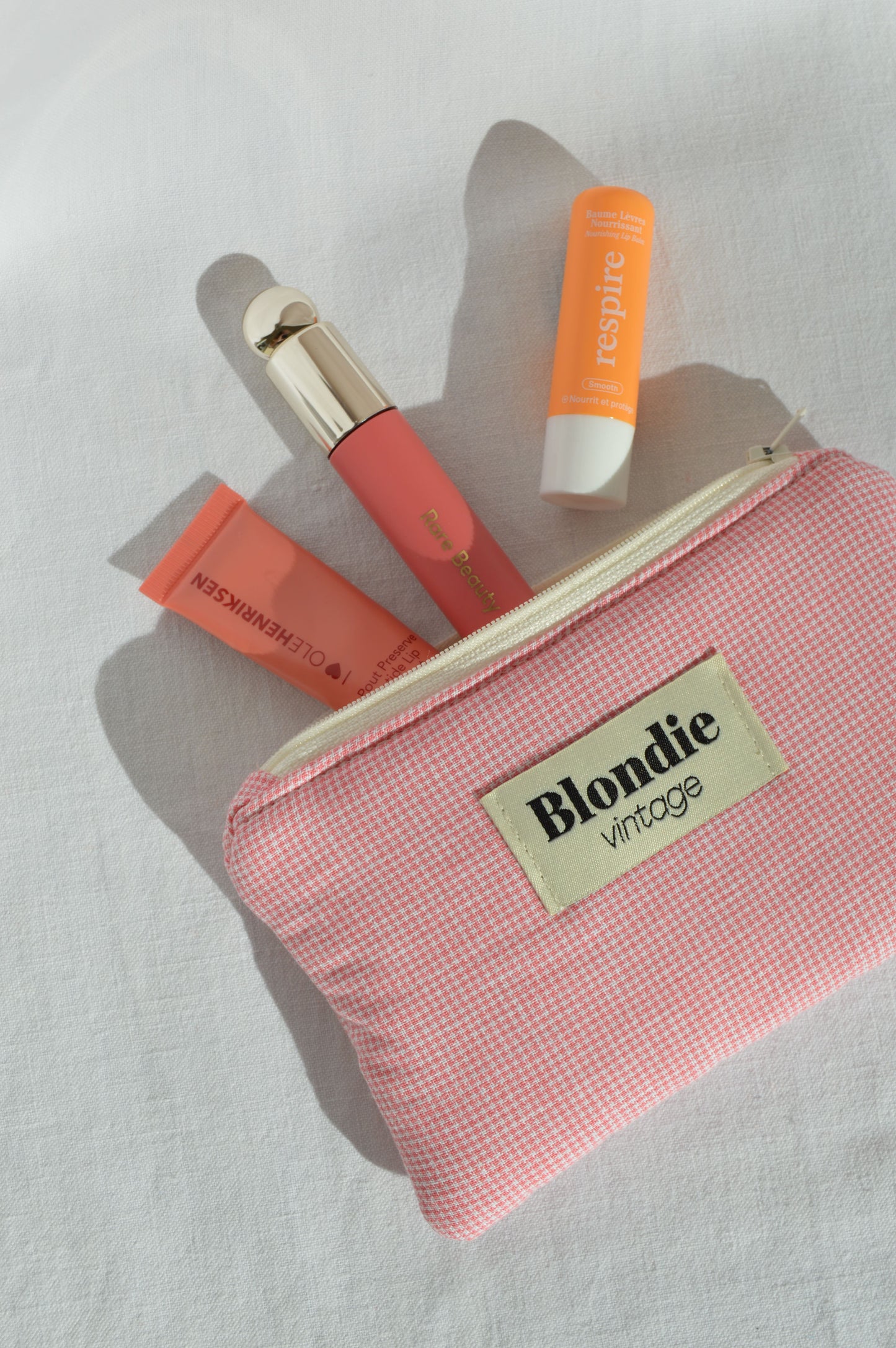 Mini pochette pied de poule rose