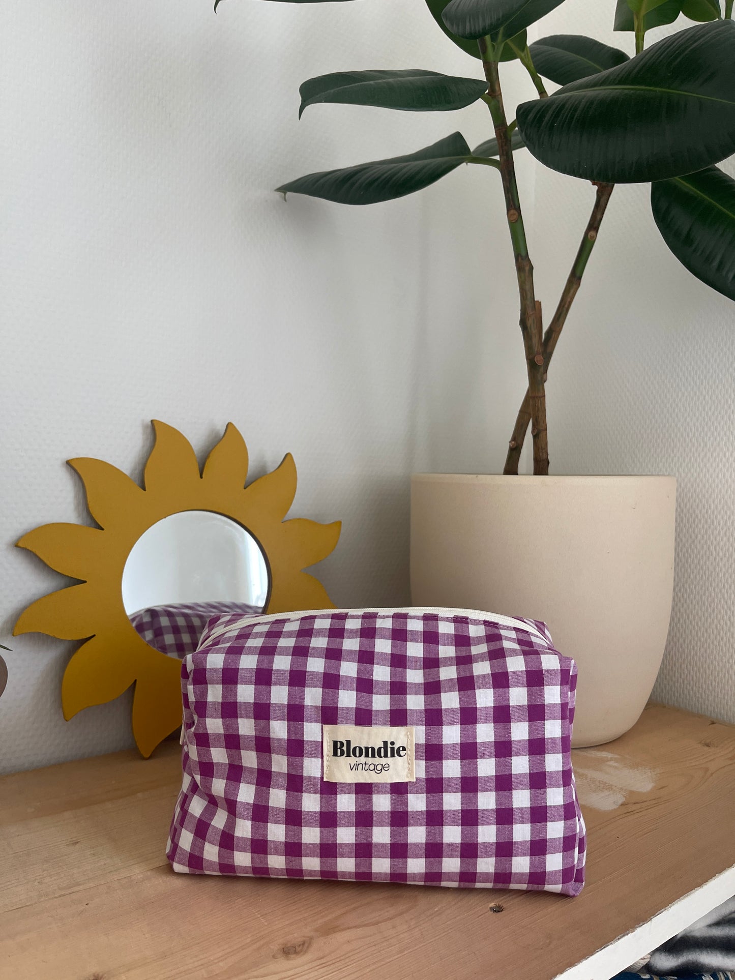 Trousse de toilette vichy violette